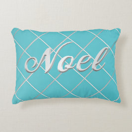 Festive Turcos Blue & Silver 'Noel' Decorative Prydnadskudde