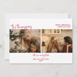 Festive Two Photo Collage Simple Budget-jul Julkort