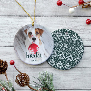 Festive Type Cute Pet Photo Helgdag Julgransprydnad Keramik