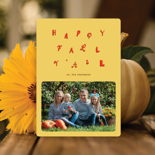 Festive Type Guld Photo Lycklig Fall Y'all Julkort