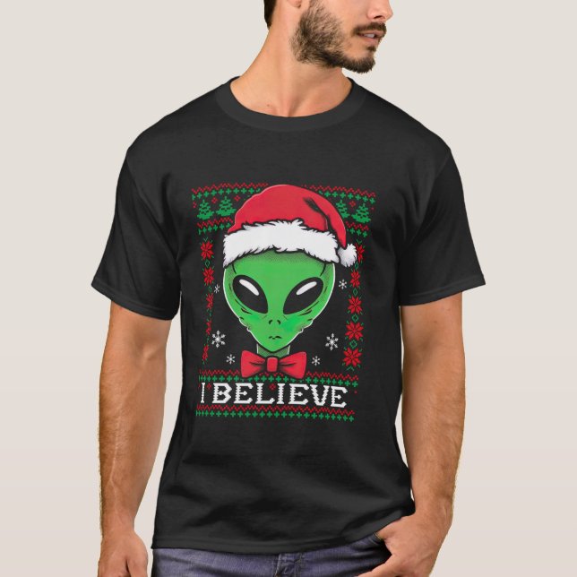 Festive UFO-värd Alien Ugly jul Sci Fi Kärlek T Shirt (Framsida)