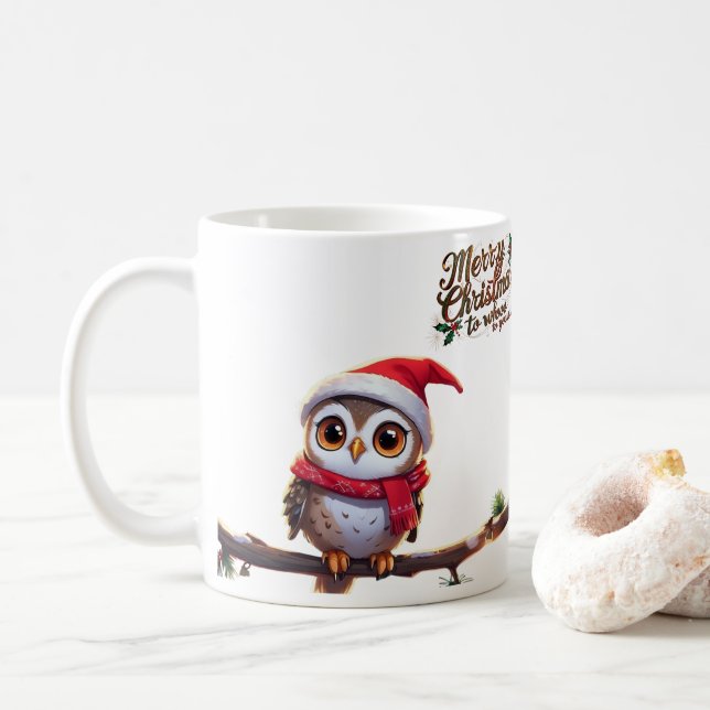 Festive Uggla i Santa Hat Kaffemugg (Med munk)