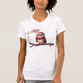 Festive Uggla i Santa Hat T Shirt