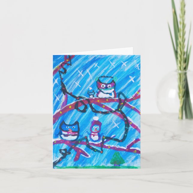 Festive Uggla Kort (Framsida)