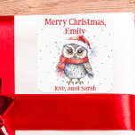 Festive Uggla med juljul i Santa Hat Snöflingor Fyrkantigt Klistermärke<br><div class="desc">Sprid helgdag glädje med denna vackra juldekalk! Det är perfekt att lägga till en mysigt beröring till dina gåvor med en charmig vattenfärg uggla i en julhatt och röd sjal. Anpassa texten "God jul" och lägg till ett eget speciellt meddelande. Det fallande snöflingor och de rundade hörnen fångar säsongens värme...</div>