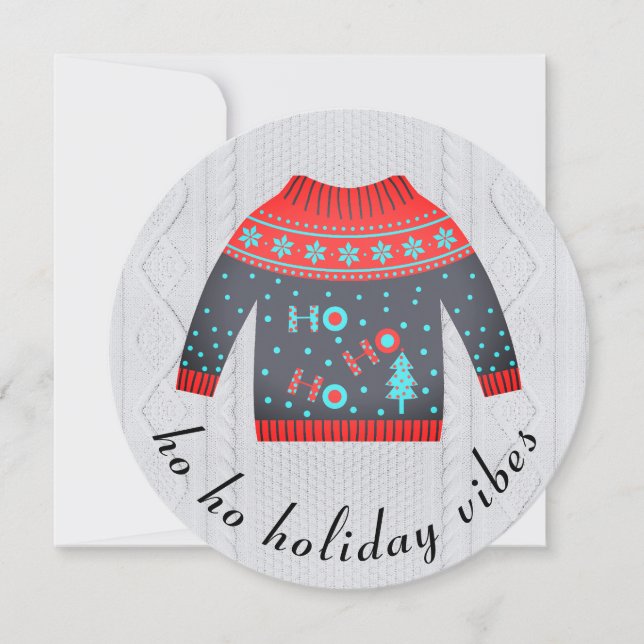 Festive Ugly jul Sweater Helgdag Vibes Julkort (Framsida)