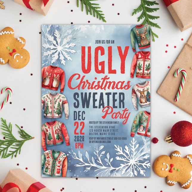 Festive Ugly jul Sweater Party Inbjudningar (Skapare uppladdad)