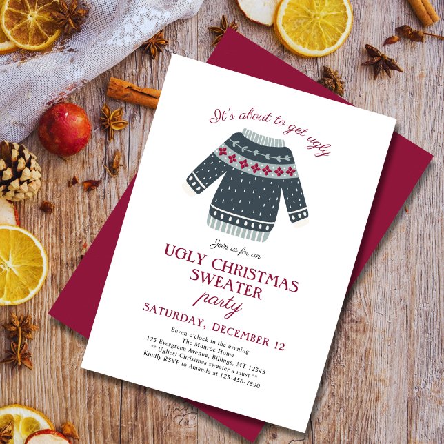 Festive Ugly jul Sweater Party Inbjudningar (Skapare uppladdad)