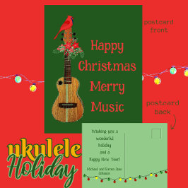 Festive Ukulele Lycklig jul Merry Music Helg Vykort