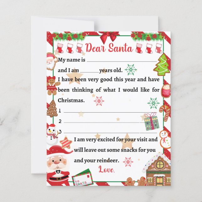 Festive-ungar, kära Santa brev pappra lakan (Framsida)