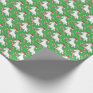 Festive Unicorn Candy cane Gift Wrap Presentpapper
