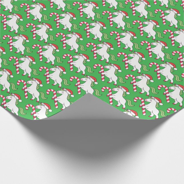 Festive Unicorn Candy cane Gift Wrap Presentpapper (Hörn)