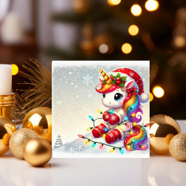 Festive Unicorn indränkt i Helgdag i Ljus Julkort