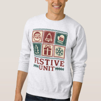 Festive Unit (2) Retro Jul Ikon Rutnät Lång Ärmad Tröja