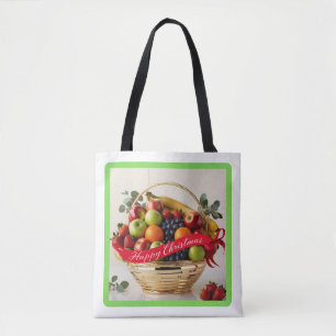 Festive US Fruits Golden Basket jul Tote Bag Tygkasse