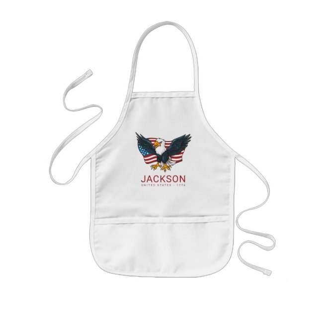 Festive USA Amerikansk Flagga Örn 4:e Juli Fest Barnförkläde (Framsidan)