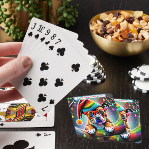 Festive Valp på ett regnbågsmonogram Go fiskspel Casinokort