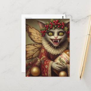 Festive Vampire Cat jul Eggnog Vykort