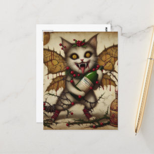 Festive Vampire Cat-jul Vykort