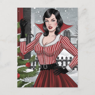 Festive Vampire Dam jul Vykort
