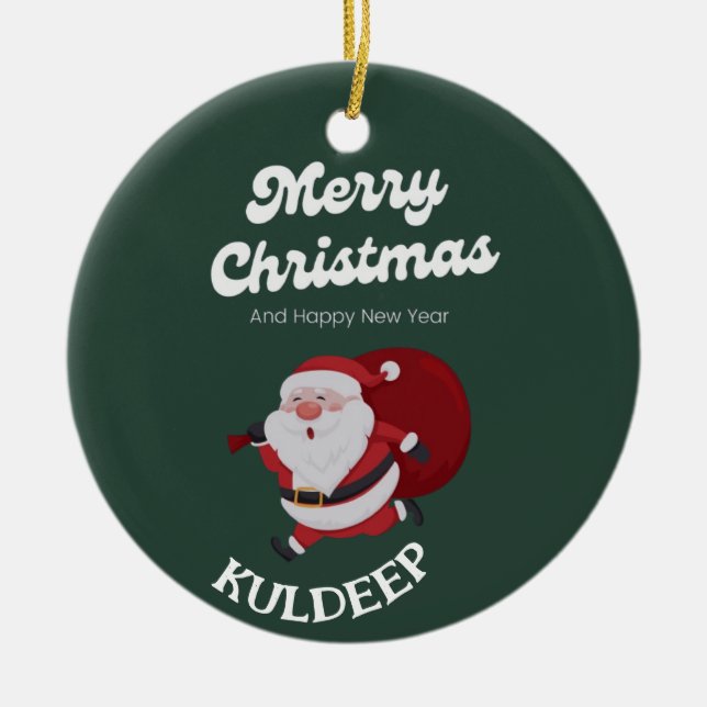 "Festive Vibes: Jul & New Year Cheer" Julgransprydnad Keramik (Framsidan)