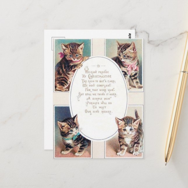 Festive vintage-dikt vykort (Fram/Back In Situ)