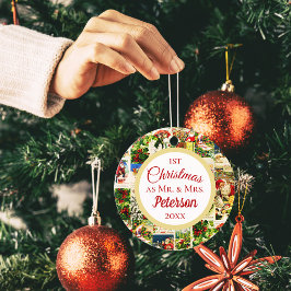 Festive Vintage Första jul som Mr. och Mrs. Julgransprydnad Keramik
