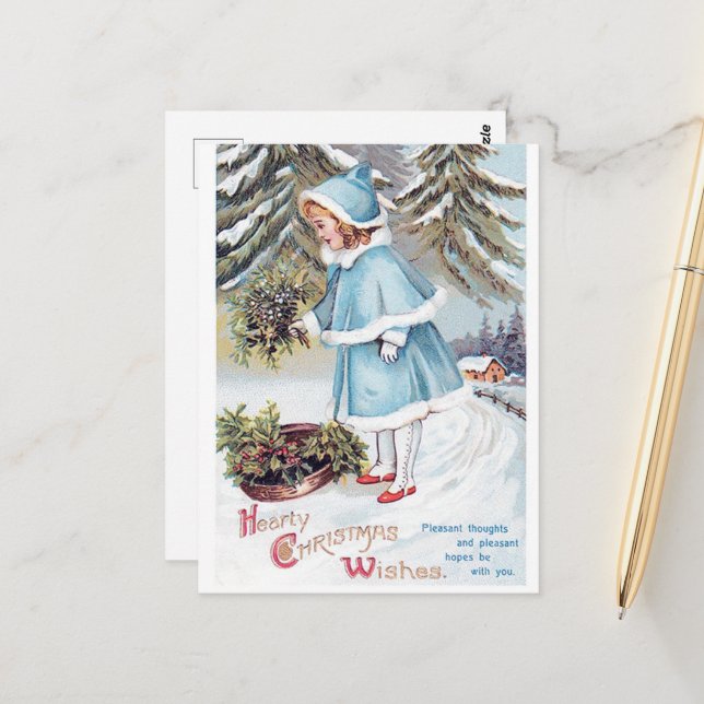 Festive vintage-Helgdag Postcar Vykort (Fram/Back In Situ)