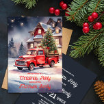 Festive Vintage Helgdag Scene jul Party Inbjudningar<br><div class="desc">Vi presenterar vår inbjudan till julpartiet, ett synligt mästerverk som förkroppsligar julhelgens glatta anda genom en berikande vattenfärgsarti. Den här inbjudan visar en förtjusande helgdag-scen som är noggrant utformad med känsliga vattenfärgstreck. En vintage röd pickup lastbil är i centrum, elegant utsmyckad för årstiden, kapad i ett landskap täckt av snö....</div>