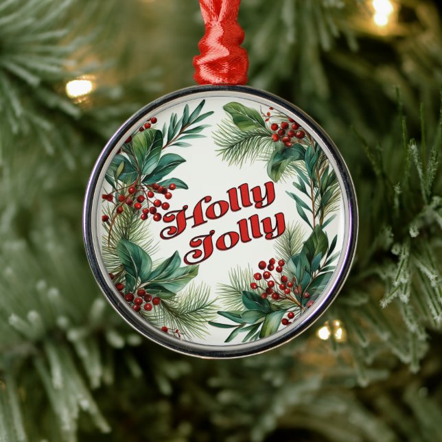 Festive Vintage "Holly Jolly" julprydnad Julgransprydnad Metall (Träd)