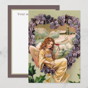 Festive vintage jul Angel tillför känslor Anteckningskort