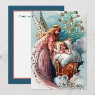 Festive vintage jul Angel tillför känslor Anteckningskort