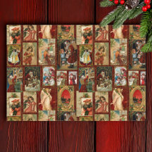 Festive Vintage jul Card Collage Red BG