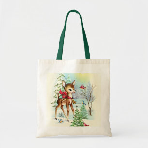 Festive vintage jul-hjort tygkasse