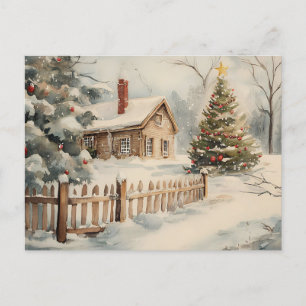 Festive Vintage-julscenen Vykort