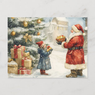 Festive Vintage-julscenen Vykort