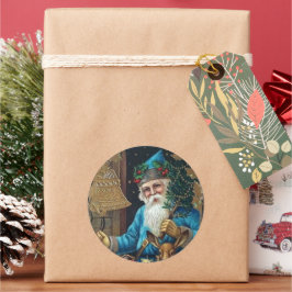 Festive vintage-jultomten runt klistermärke