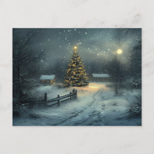 Festive Vintage Nattjulscen Vykort