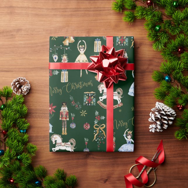 Festive Vintage Nutcracker Ballet God jul Presentpapper (Julgåva)