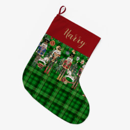 Festive Vintage Nutcracker Grönt Play Stor Julstrumpa