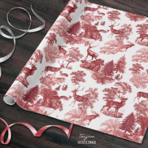 Festive Vintage Red Hjort Woodland Toile