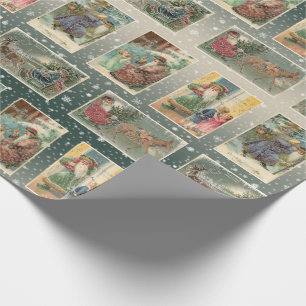 Festive Vintage Santa med Silver-högdagrar Presentpapper