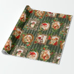 Festive Vintage Santas in Ornate Ramar w/Holly Presentpapper<br><div class="desc">Roligt,  färglös och färglös julkomposition med skarp vintage Santas i rött plommon i noggrant vårdad gylt ramar,  förskönad med grovt skum,  med nedtryckt ljus och grönt som stryps i mörken. Mönster kan byggas upp eller ned.</div>
