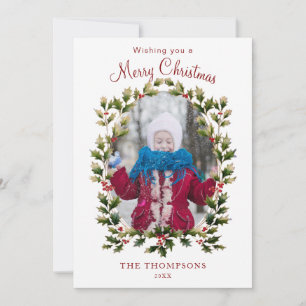 Festive Vintage Stil Holly Photo Julkort