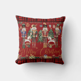 Festive Vintage The Nutcracker Merry Christmas Red Kudde