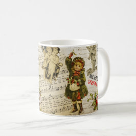 Festive Vintage Victorian jul Girl Holly Kaffemugg