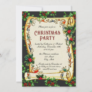 Festive Vintage Victorian jul Party Rulla Inbjudningar