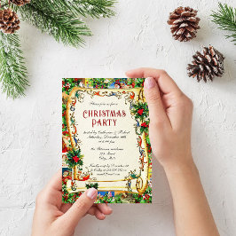 Festive Vintage Victorian jul Party Rulla Inbjudningar