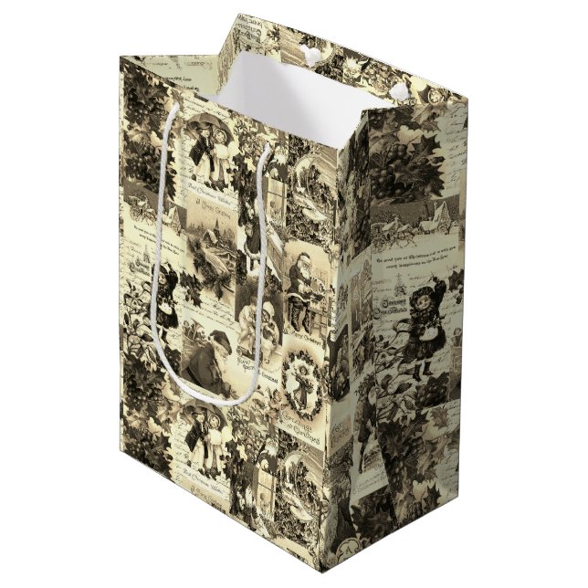 Festive Vintage Victorian jultomten Collage (Framsidan Vinklad)