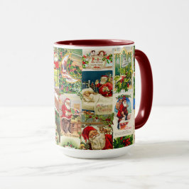 Festive Vintage Victorian jultomten Collage Mugg